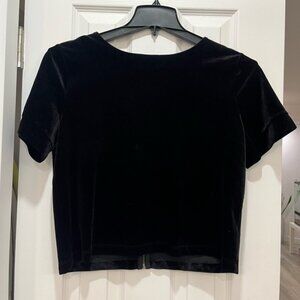 Twik Velvet Short Sleeve Top with Back Zipper Size L Soft Glam